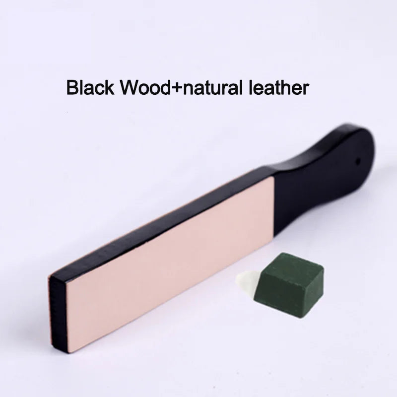Rynx | WUTA Leather Knife Sharpener: Black Wood Razor Polishing Board for Fine Grinding - Includes Polish Compound, 8 Color Options Available