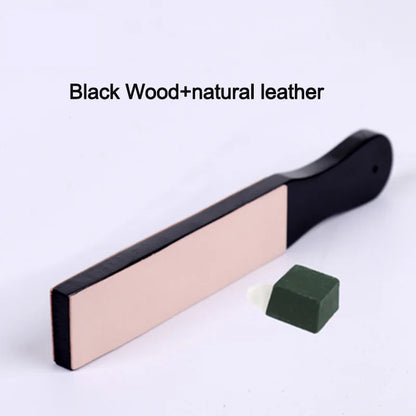 Rynx | WUTA Leather Knife Sharpener: Black Wood Razor Polishing Board for Fine Grinding - Includes Polish Compound, 8 Color Options Available
