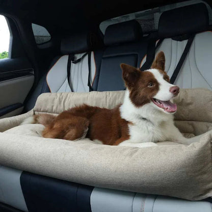 Rynx | Large Travel Safety Dog Car Back Seat Bed with Seat Belt