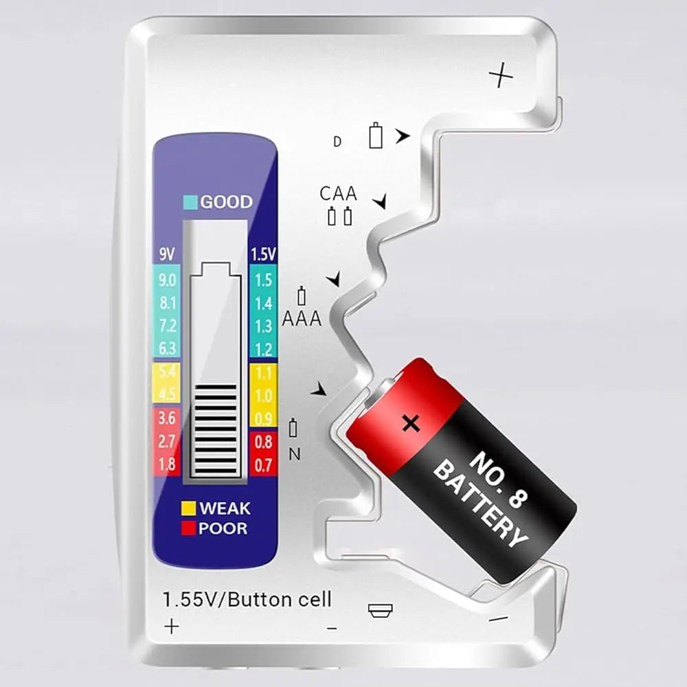 Rynx | Universal Battery Tester – Quick Test for AA, AAA, 9V & Button Cells
