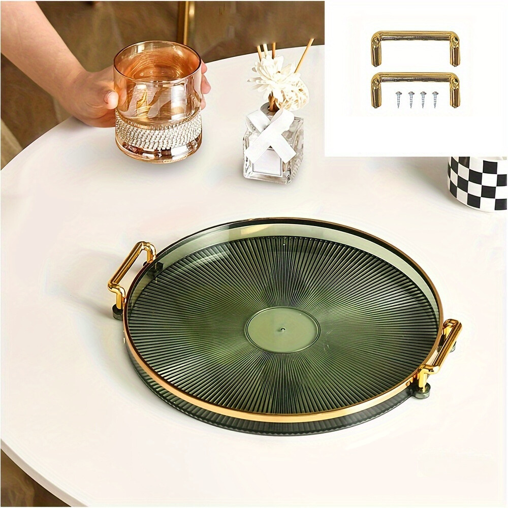 Rynx | AcrylicTray - Acrylic serving bowl with gold handle | For dessert and snacks