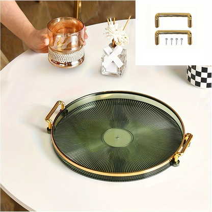 Rynx | AcrylicTray - Acrylic serving bowl with gold handle | For dessert and snacks