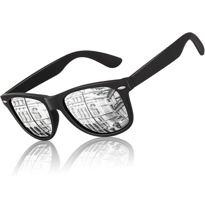 RYNX | RetroVision – Classic Polarized Sunglasses Matte black frame | Silver mirror lens