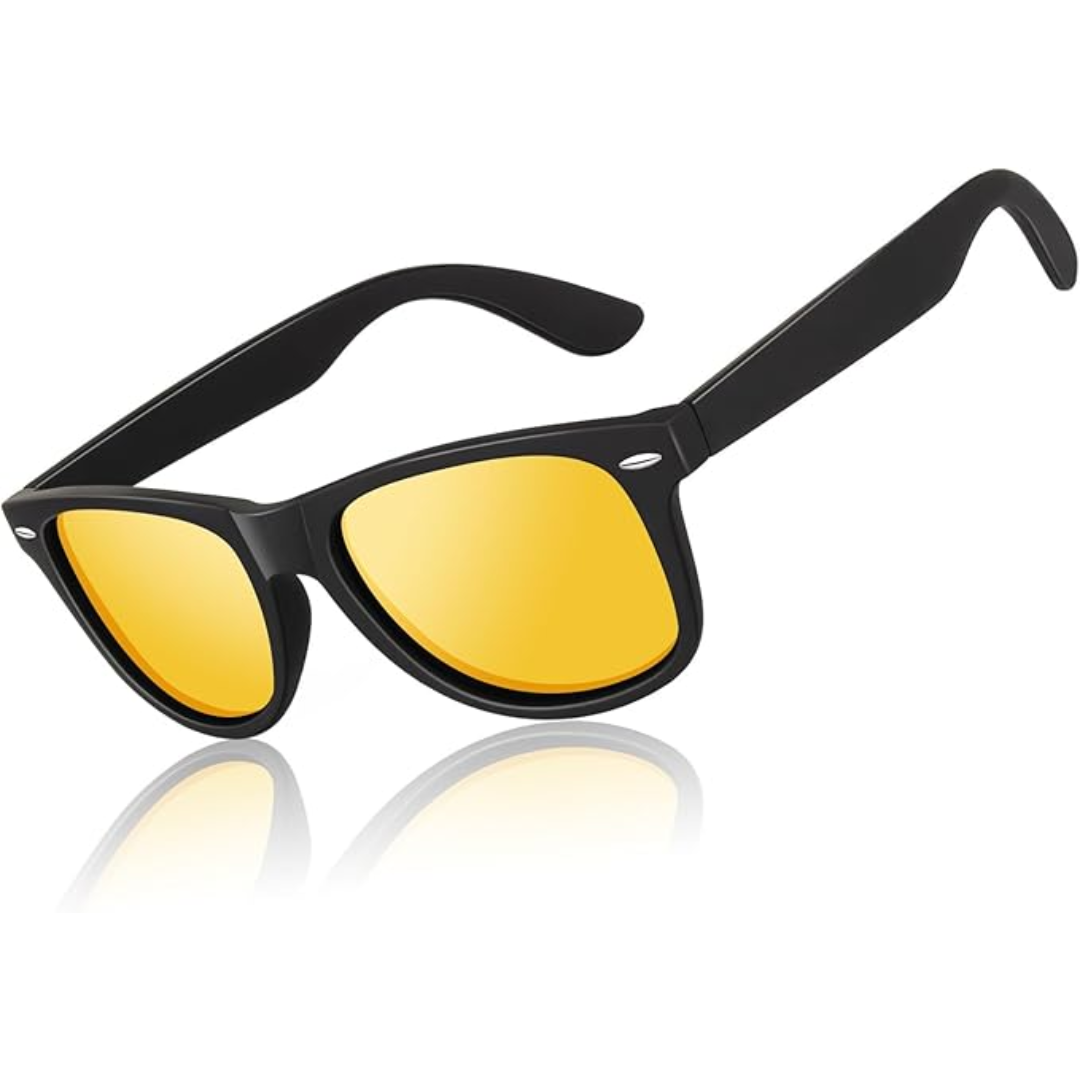 RYNX | RetroVision – Classic Polarized Sunglasses Matte black frame | Yellow night driving lenses