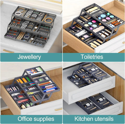 Rynx | Adjustable Multilevel Drawer Organizer for Effortless Storage