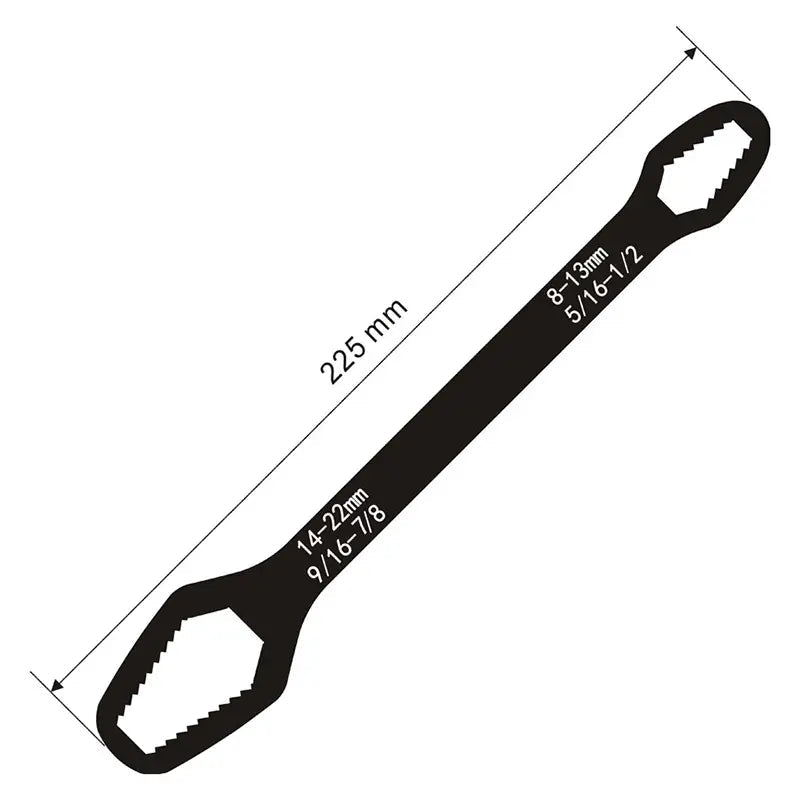 Rynx | Adjustable Wrench with Double-Sided Self-Tightening Handle, Chrome Steel