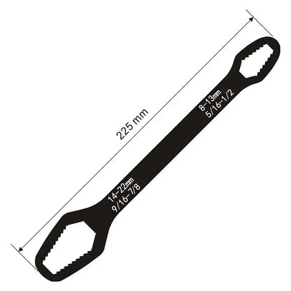Rynx | Adjustable Wrench with Double-Sided Self-Tightening Handle, Chrome Steel