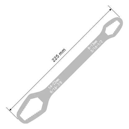 Rynx | Adjustable Wrench with Double-Sided Self-Tightening Handle, Chrome Steel
