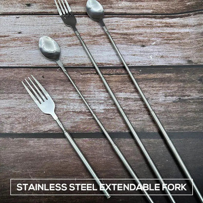Rynx | Adjustable Stainless Steel Cutlery Set with Extendable Fork and Spoon