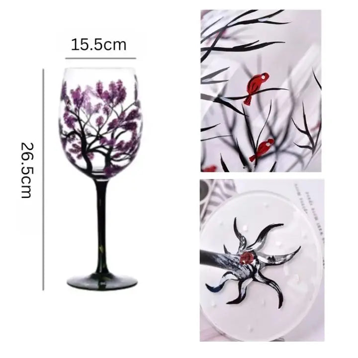 Rynx | Four Seasons Tree - Wine Glass | Hand-painted Artistic Glasses