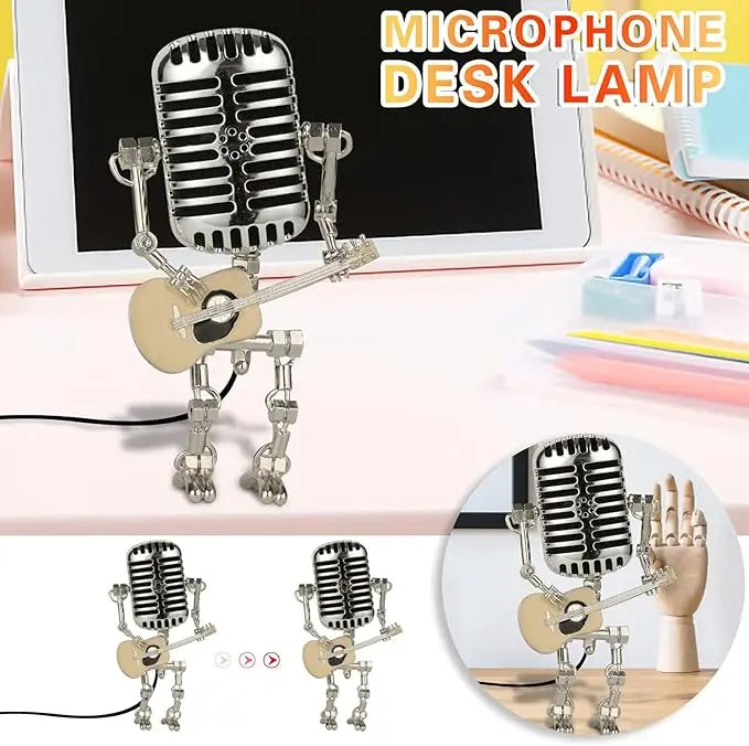 Rynx | Vintage Microphone Robot Lamp — Industrial Alloy Desk Lamp
