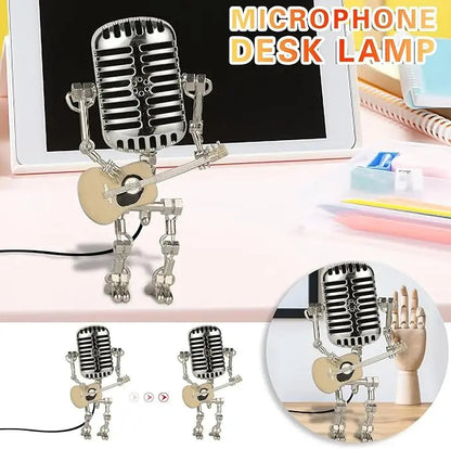 Rynx | Vintage Microphone Robot Lamp — Industrial Alloy Desk Lamp