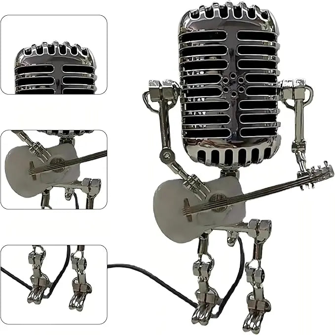 Rynx | Vintage Microphone Robot Lamp — Industrial Alloy Desk Lamp