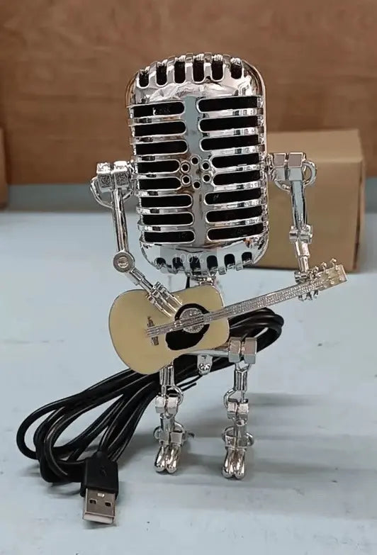 Rynx | Vintage Microphone Robot Lamp — Industrial Alloy Desk Lamp