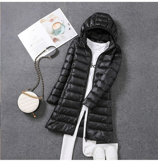 RYNX | Ultralight, Packable, Long Puffer Coat Black
