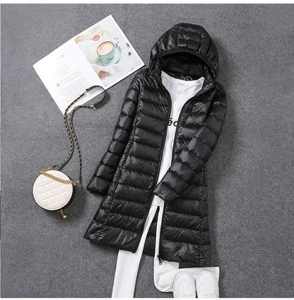 RYNX | Ultralight, Packable, Long Puffer Coat Black