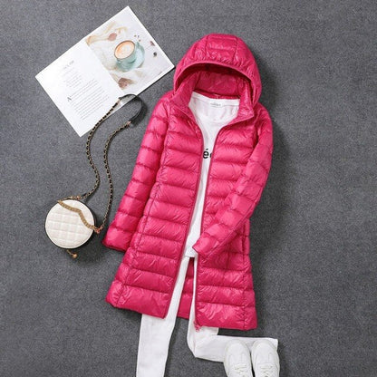 RYNX | Ultralight, Packable, Long Puffer Coat Rose