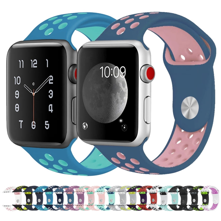 Rynx | For Apple Watch Ultra 49mm & Watch Ultra 2 49mm / Series 10 46mm / 9 & 8 & 7 45mm / SE 3 & SE 2 & 6 & SE & 5 & 4 44mm / 3 & 2 & 1 42mm Fashionable Classic Silicone Sport Band (Dark Blue White)