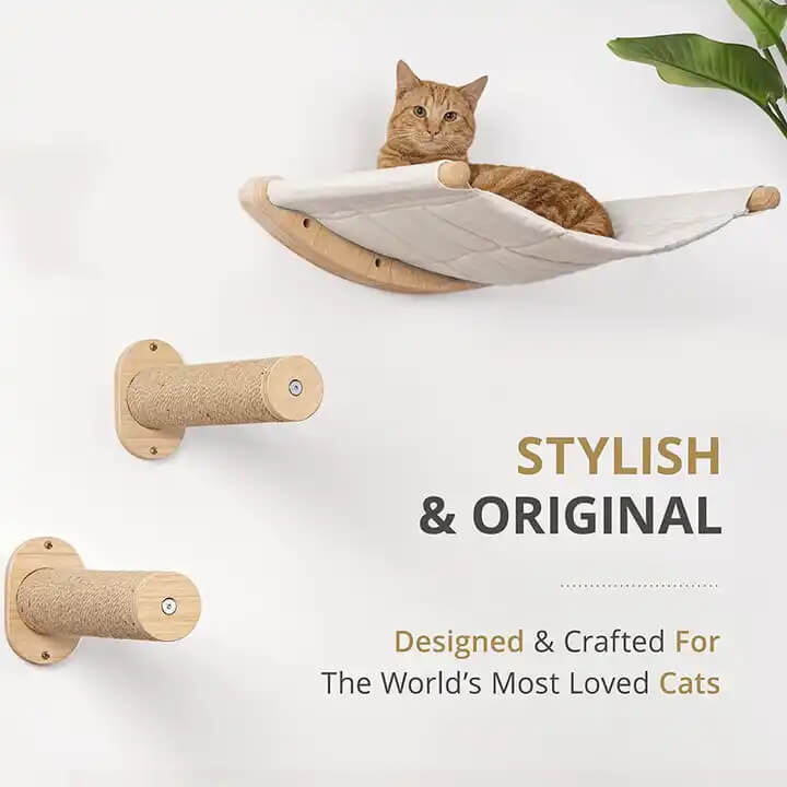 RYNX | Mounted Cat Shelves Cat RYNX | Hammock with Steps