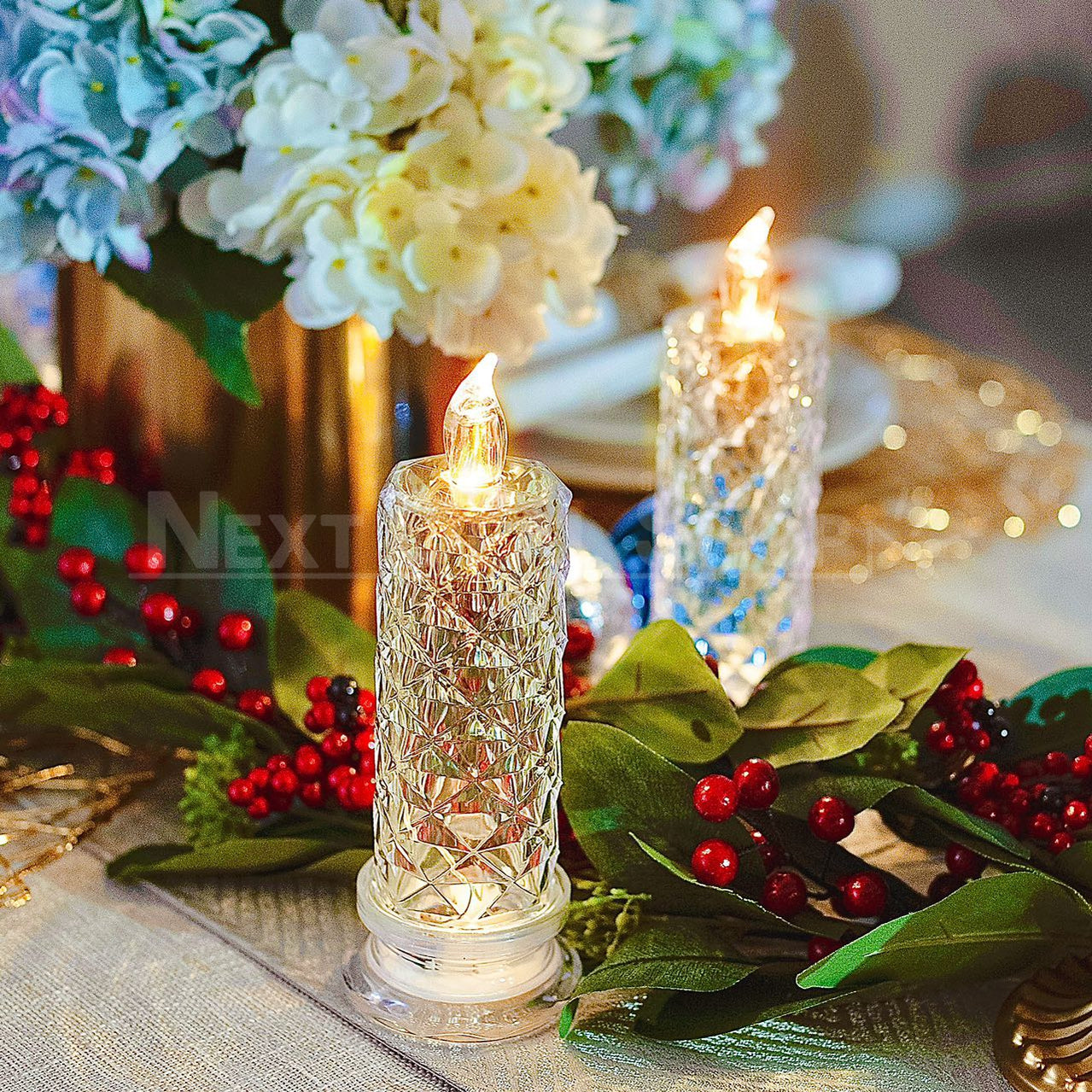Rynx | Warm White Rose Quartz LED Candle Table Lamp