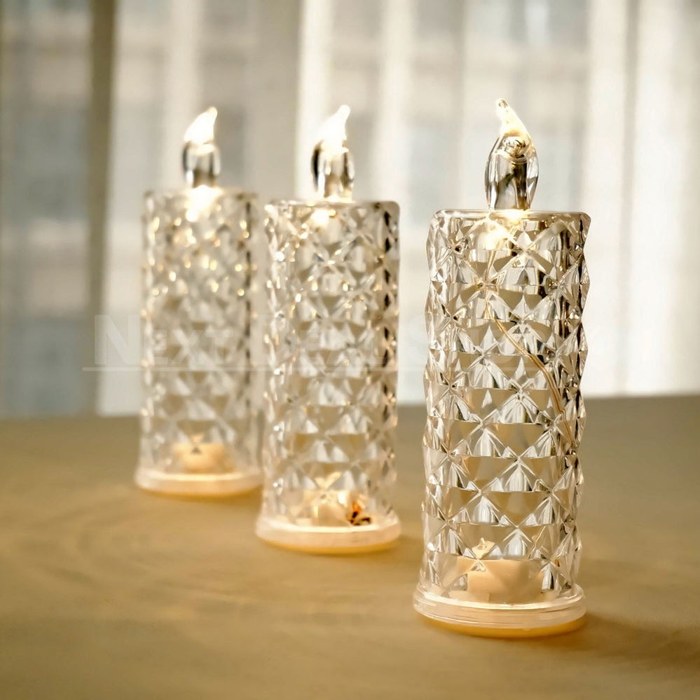Rynx | Warm White Rose Quartz LED Candle Table Lamp