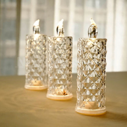 Rynx | Warm White Rose Quartz LED Candle Table Lamp