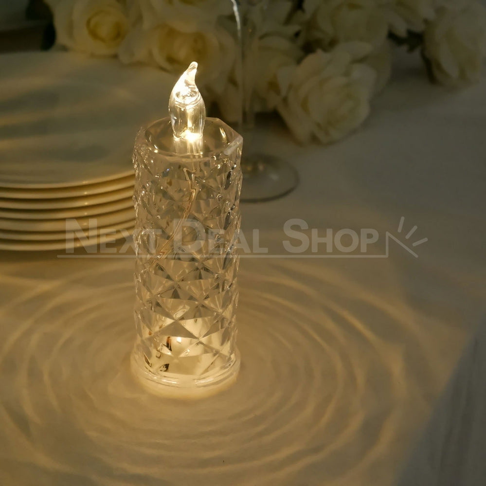 Rynx | Warm White Rose Quartz LED Candle Table Lamp