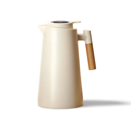 Rynx | Thermos Flask - Temperature Display - Wooden Handle - Stylish And Functional