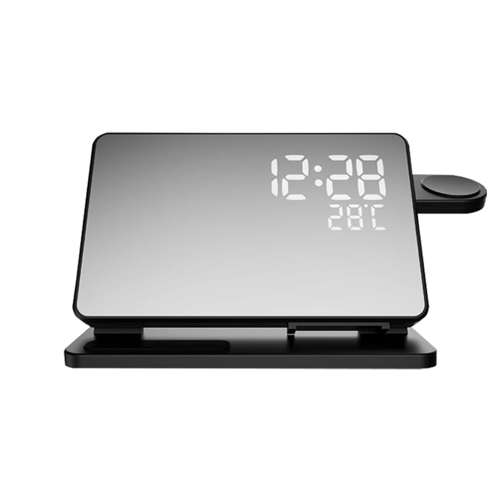 RYNX | 3-In-1 Quick Charging Station | Premium Wireless Fast Charging Docking Station With Alarm Clock | For Apple Iphone, Watch & Airpods