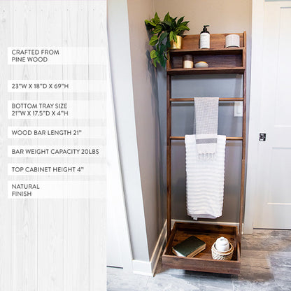 Rynx | 69 Inch Modern Ladder Pine Wood Shelf