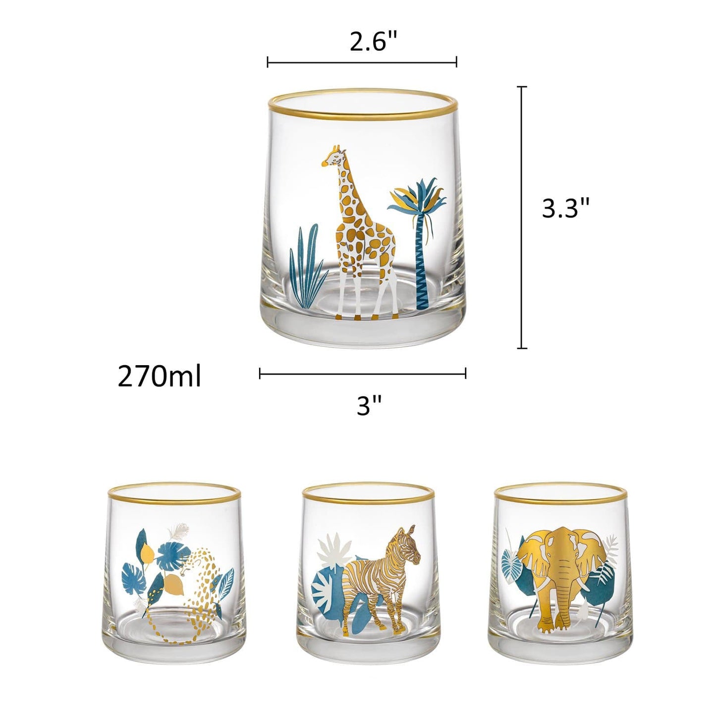 Rynx | Gold-rimmed animal cups set