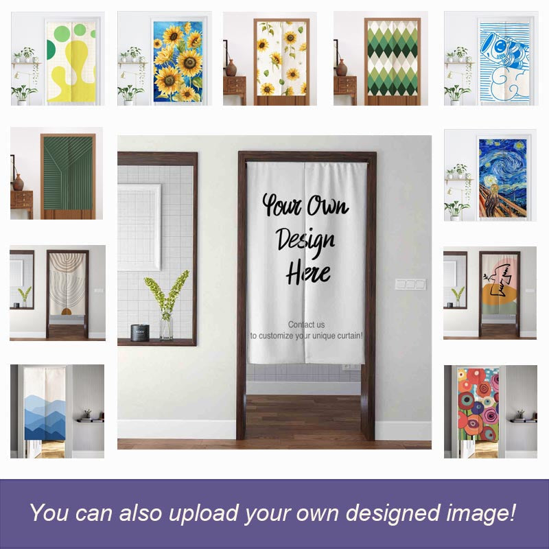 Rynx | Abstract Stones Cloud and Leaf Door Curtain, multiple sizes Flower Curtains, unique Door Decor, Boho Door Cover, custom Door Curtains