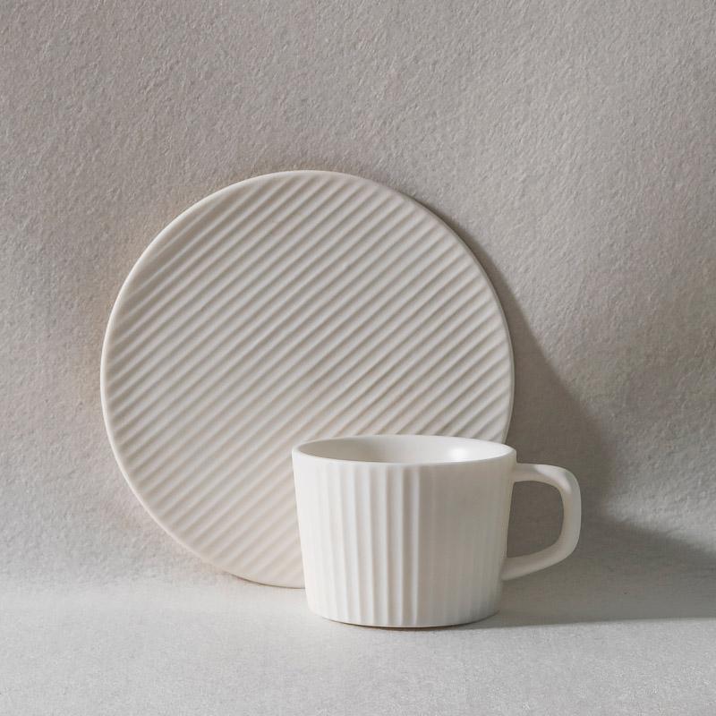 Rynx | 2/4/6-piece White Gray Stoneware Coffee Cup Set