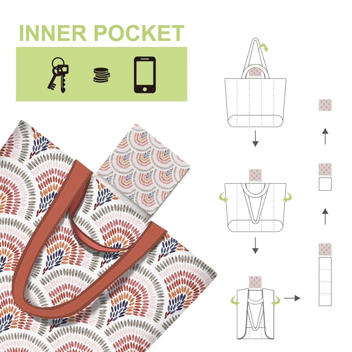 Rynx | Retro pattern foldable tote bags