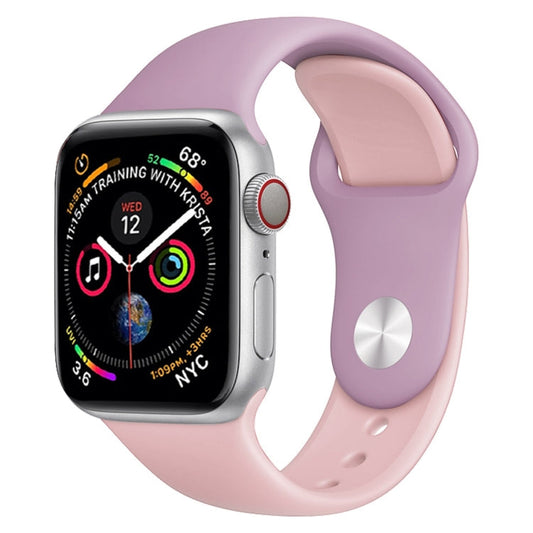 Rynx | Dual-Color Silicone Watch Band for Apple Watch Series 3 & 2 & 1 38mm (Purple+Light Pink)