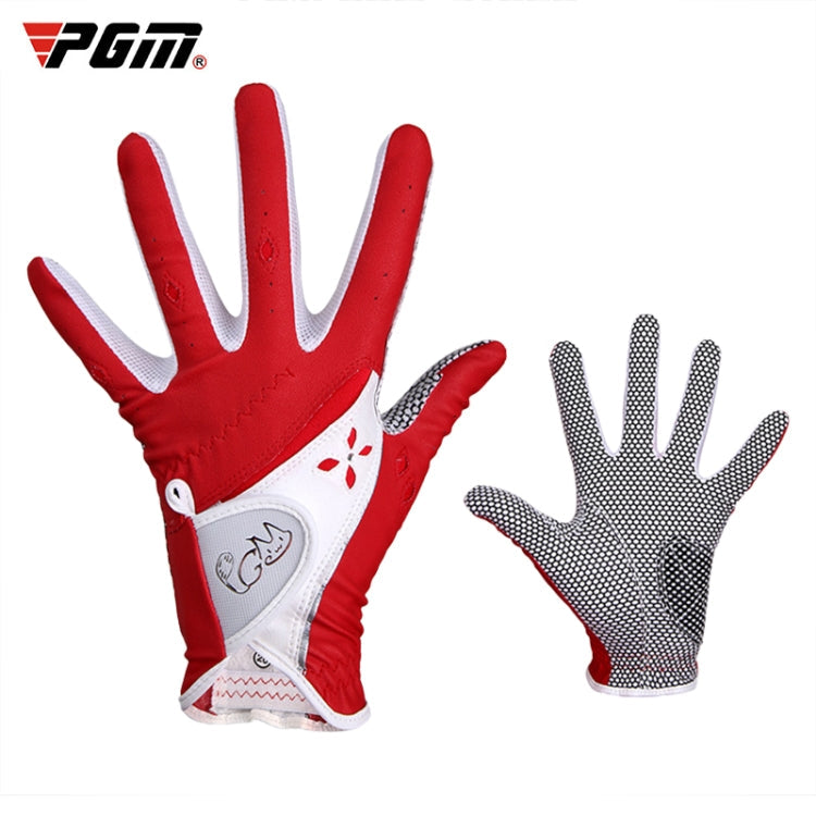 Rynx | PGM One Pair Golf Non-Slip PU Leather Gloves for Women (Color:Red Size:17)