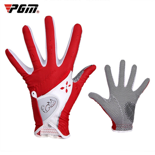Rynx | PGM One Pair Golf Non-Slip PU Leather Gloves for Women (Color:Red Size:17)