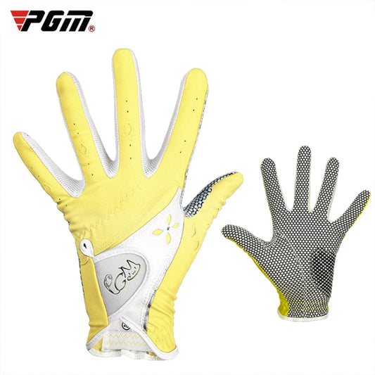 Rynx | PGM One Pair Golf Non-Slip PU Leather Gloves for Women (Color:Yellow Size:17)
