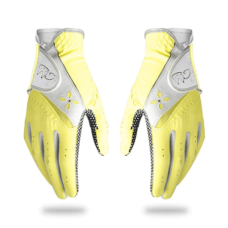 Rynx | PGM One Pair Golf Non-Slip PU Leather Gloves for Women (Color:Yellow Size:19)