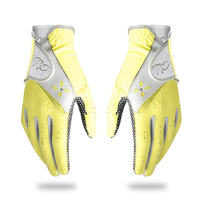 Rynx | PGM One Pair Golf Non-Slip PU Leather Gloves for Women (Color:Yellow Size:19)