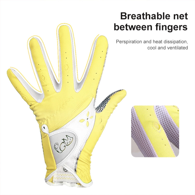 Rynx | PGM One Pair Golf Non-Slip PU Leather Gloves for Women (Color:Yellow Size:19)