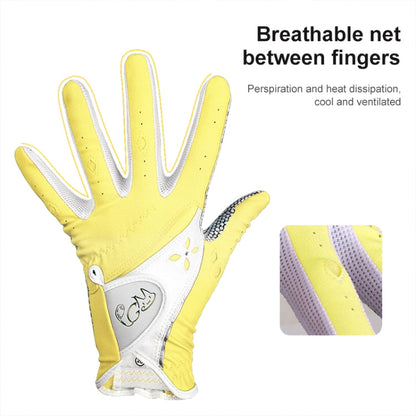 Rynx | PGM One Pair Golf Non-Slip PU Leather Gloves for Women (Color:Yellow Size:19)