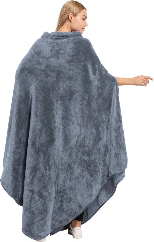 Rynx | Fleece Carry Blanket Poncho - Warm Cozy Travel Wrap Cape