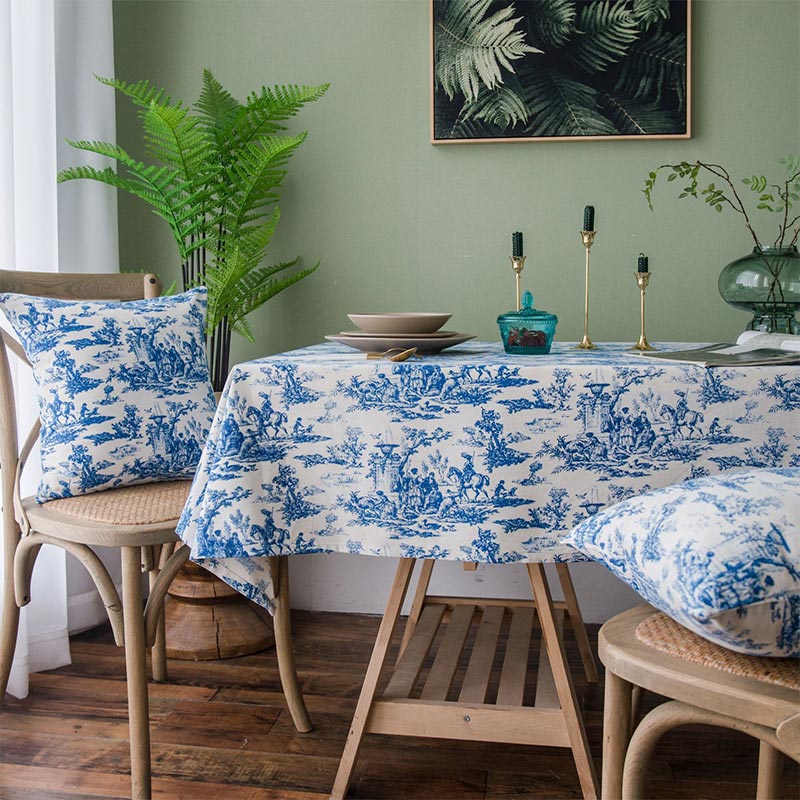 Rynx | Blue White Painted Tablecloth