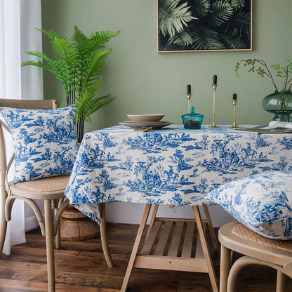 Rynx | Blue White Painted Tablecloth