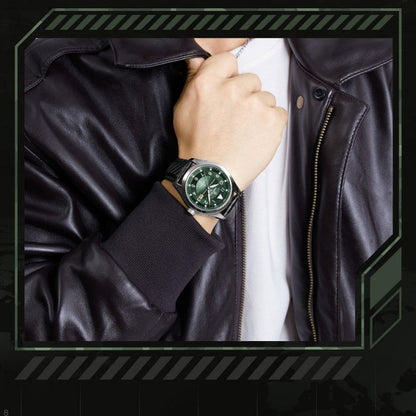 Rynx | Dial Leather Needle Buckle Alloy Weekly Calendar Glass