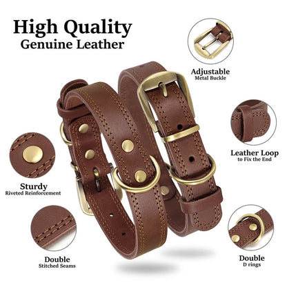 Rynx | Genuine Leather Dog Collar Durable and Adjustable for Small and Large Dogs