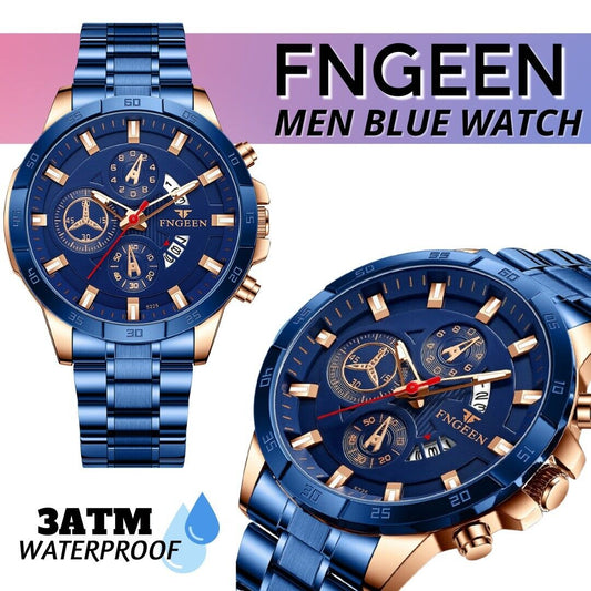 Rynx | Men's watch in stainless steel quartz classic business wristwatch for men - Blue