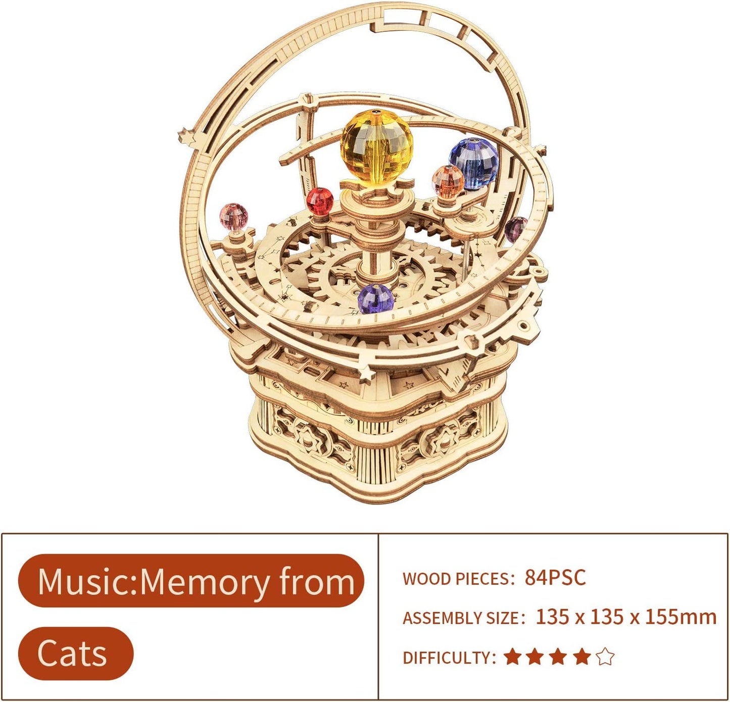 Rynx | DIY 3D Wood Rotating Starry Sky Mechanical Music Box