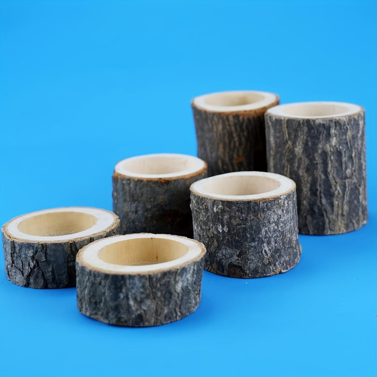 Rynx | 3-piece Set in Wood Candle Holders - 2.5 + 4.2 + 7cm
